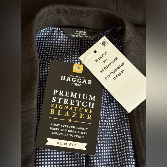 Haggar premium stretch signature blazer slim fit size 36 regular nwt - Picture 2 of 9